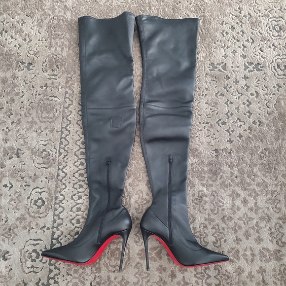 Christian Louboutin Kate Botta 100 Stretch Over the Knee Boot Size 37.5 - Picture 5 of 11